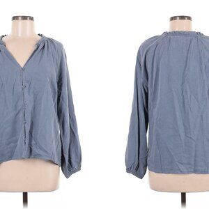 CLOTH & STONE 100% tencel raglan ruffle neck shirt (S)